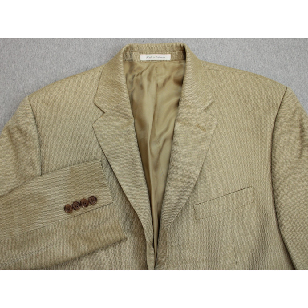 Lauren Ralph Lauren Blazer Mens Size 42R‎ Beige Silk Wool 2 Button Notch Lapel